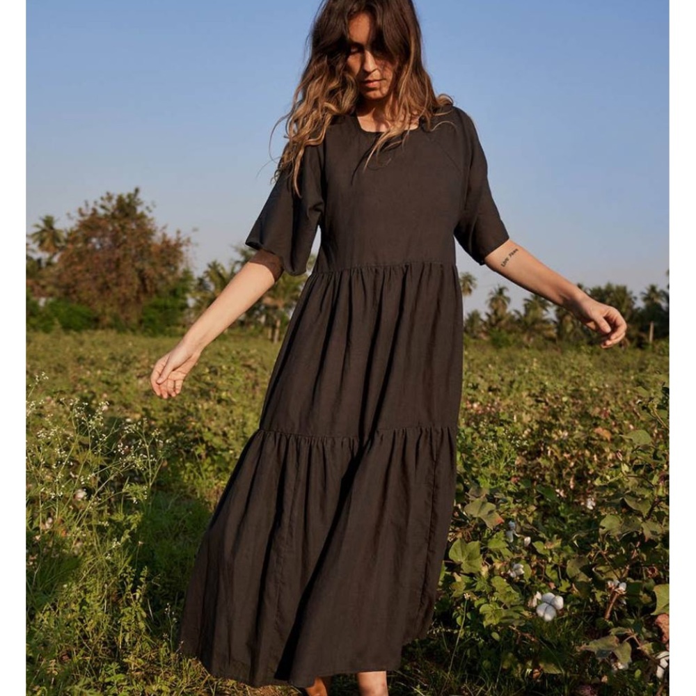 Christy Dawn Theo Dress In Noir Khadi Medium NWT